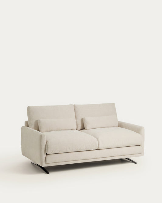 Veliro beige chenille 2-seater sofa with black steel legs 180cm FSC Mix Credit