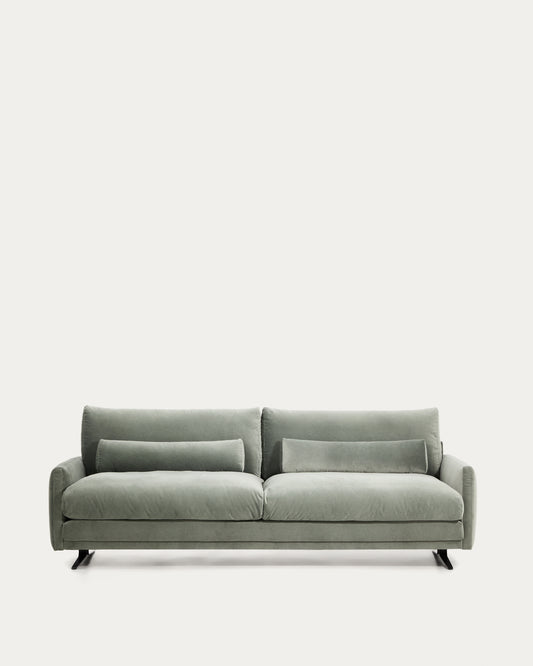 Veliro green velvet 3-seater sofa with black-finish steel legs 240cm FSC Mix Credit
