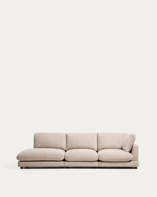 Gala 4-seater modular sofa with end module left side in beige micro bouclé FSC Mix Credit 315cm