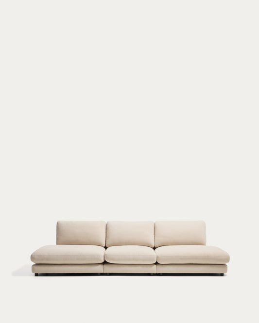 Gala 4-seater modular sofa in beige chenille FSC Mix Credit 330cm