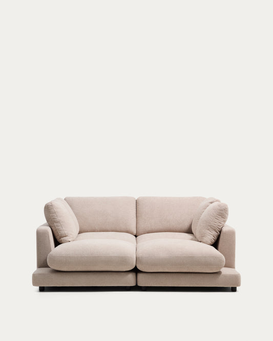 Gala beige micro bouclé 3-seater sofa with double chaise longue FSC Mix Credit 210cm
