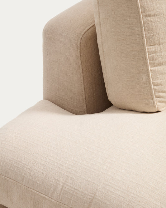 Gala 5-seater corner sofa with end module left side in beige chenille FSC Mix Credit 225 x 300cm