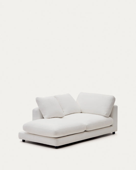 Gala left chaise longue in white, 193 x 105 cm