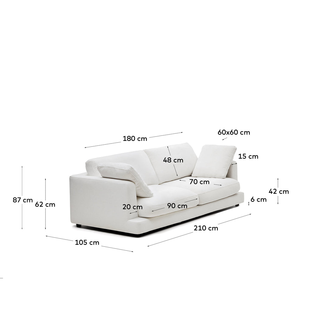 Gala 3-seater white chenille sofa FSC Mix Credit 210cm