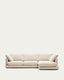Gala 4-seater sofa with right chaise longue in beige chenille FSC Mix Credit 300cm