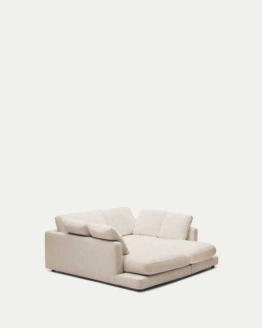 Gala 3 seater sofa with double chaise longue in beige, 210 cm