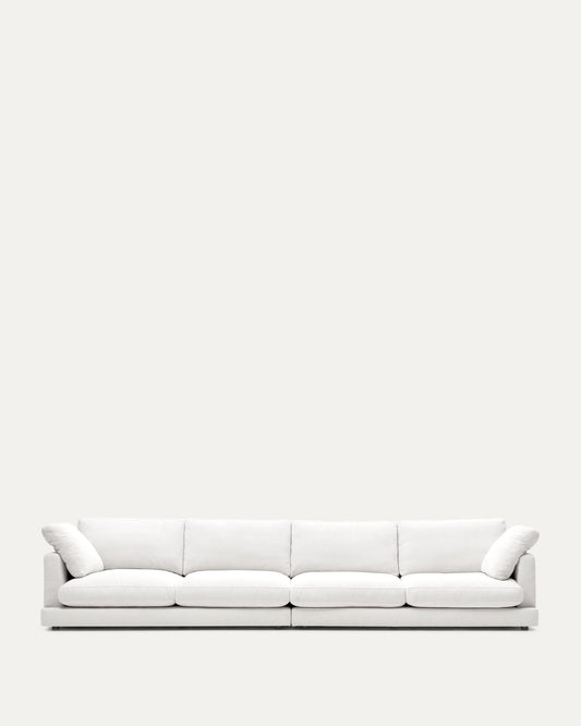 Gala 6 seater sofa in white, 390 cm