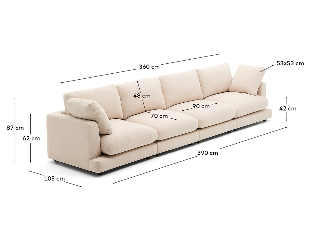 Gala 6-seater beige chenille sofa FSC Mix Credit 390cm