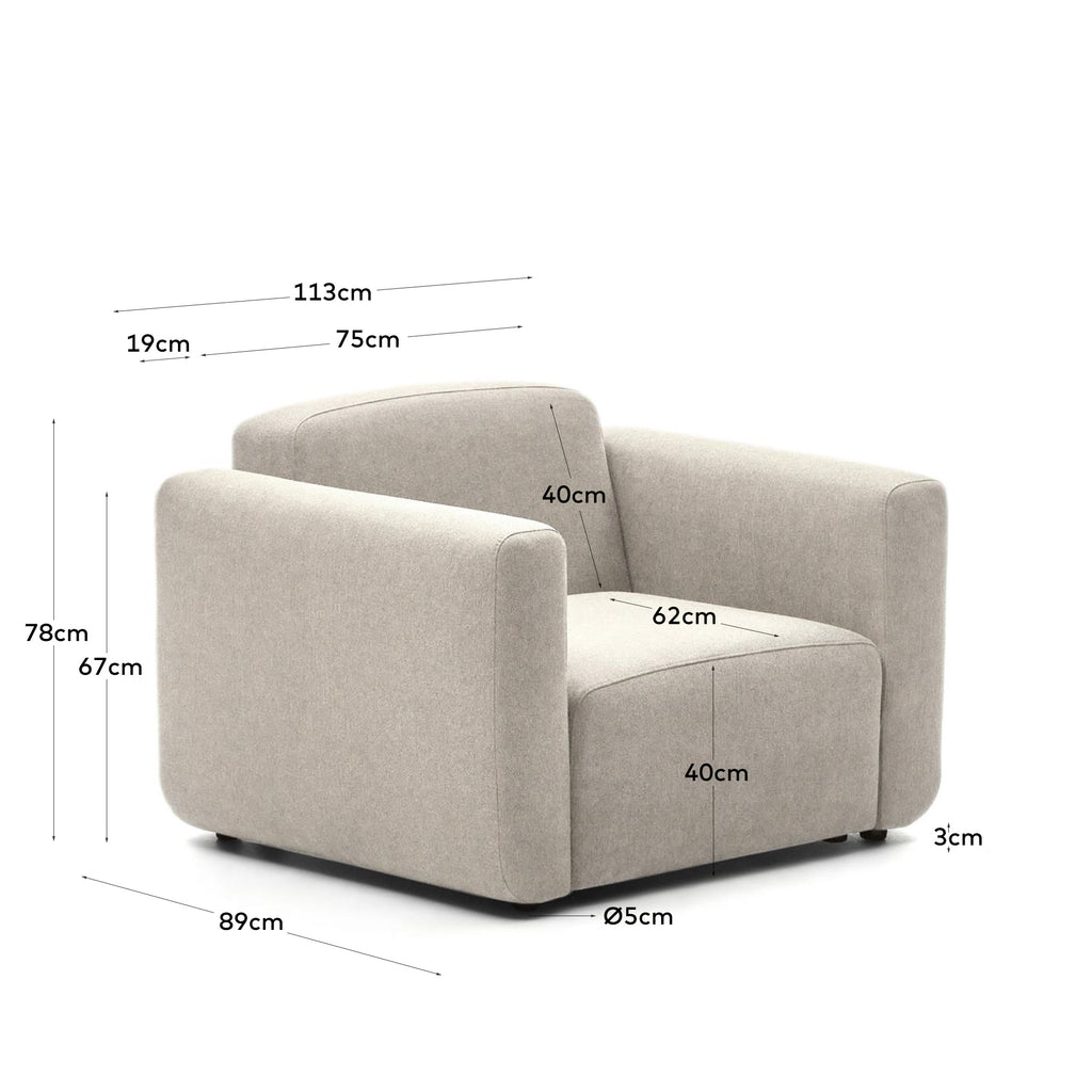 Neom modular armchair in beige FSC Mix Credit