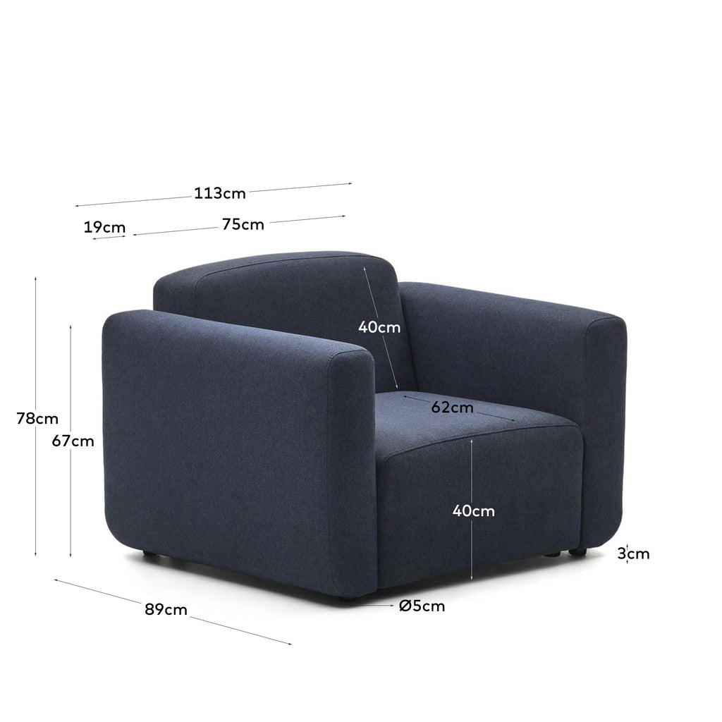 Neom modular armchair in blue FSC Mix Credit