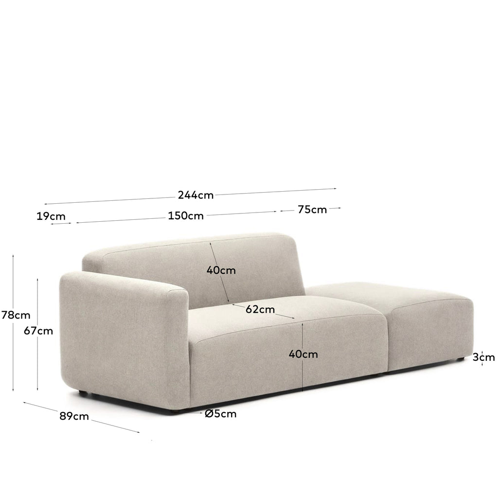 Neom 2 seater modular sofa with back module in beige, 244 cm FSC Mix Credit