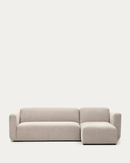 Neom 3 seater modular sofa, right/left chaise longue in beige, 263 cm