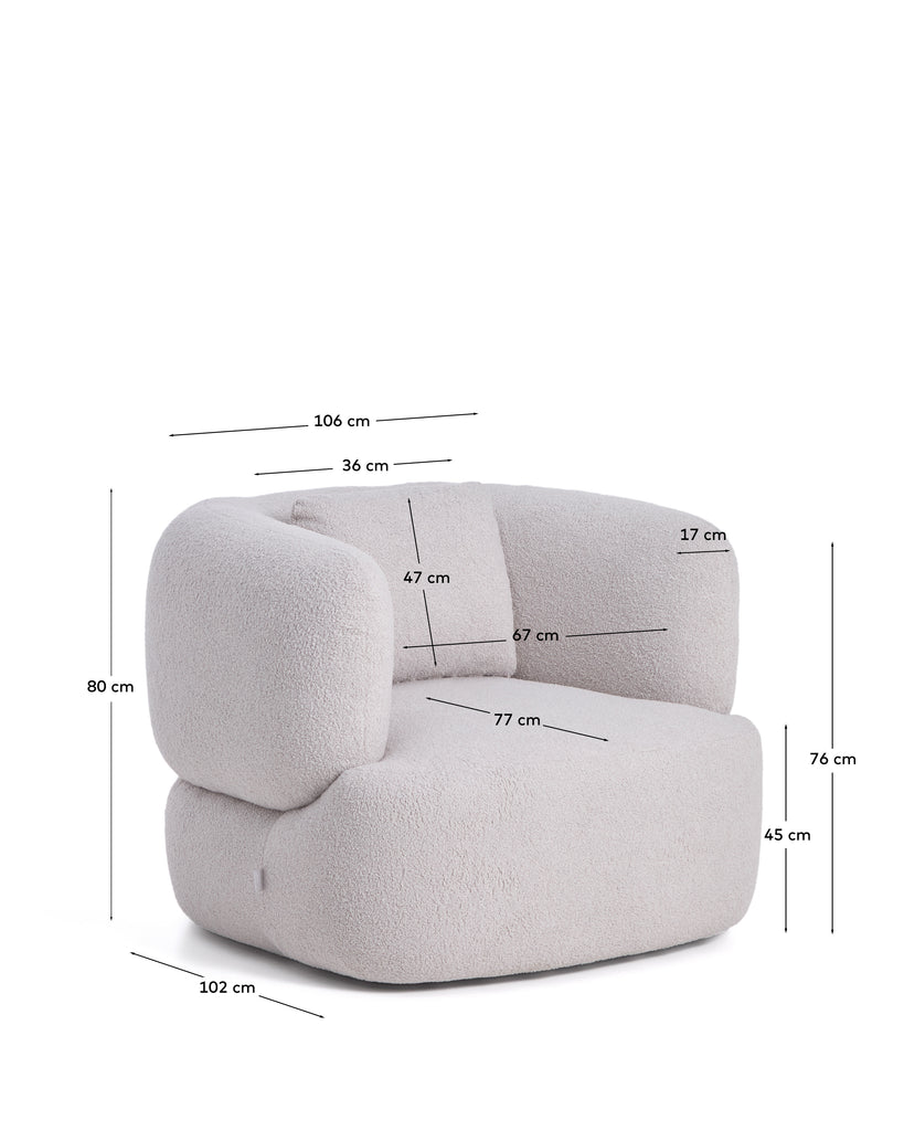 Martina grey bouclé armchair with cushion FSC Mix Credit