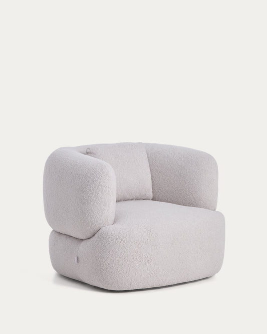 Martina grey bouclé armchair with cushion FSC Mix Credit