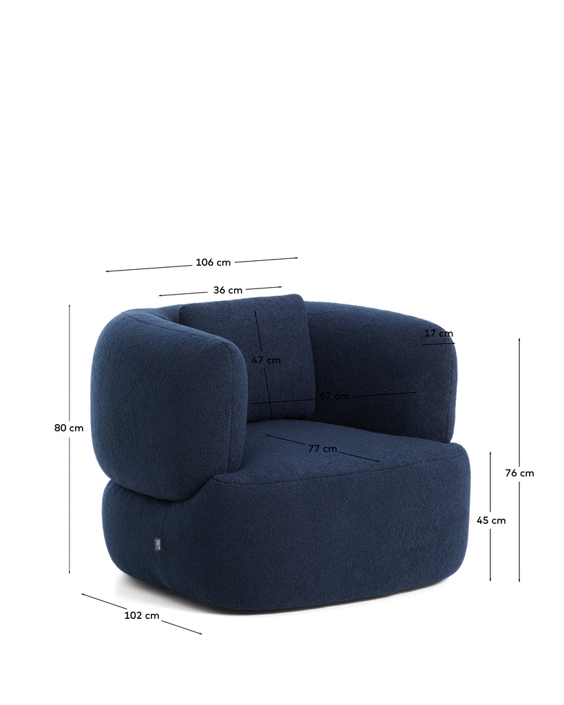 Martina navy blue bouclé armchair with cushion FSC Mix Credit