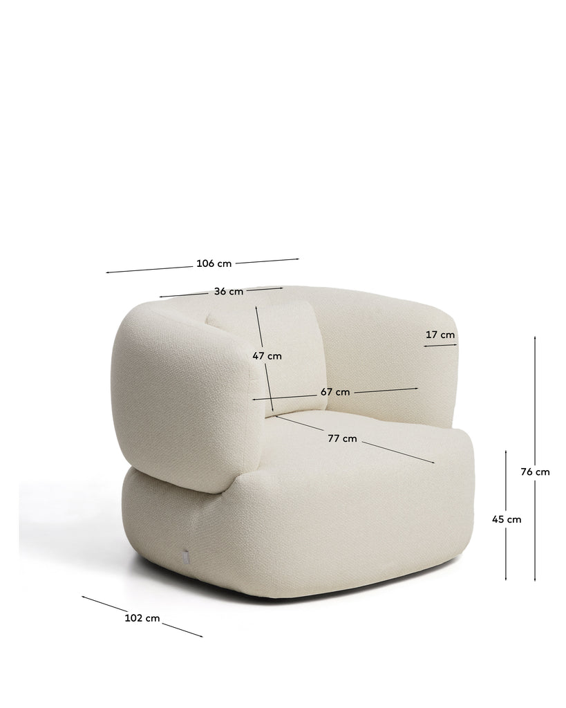 Martina ecru chenille armchair with cushion FSC Mix Credit