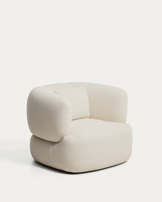 Martina ecru chenille armchair with cushion FSC Mix Credit