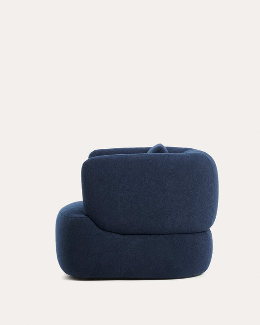 Martina navy blue bouclé swivel armchair with cushion FSC Mix Credit