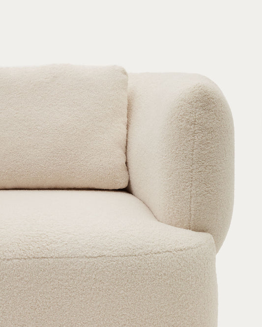 Martina swivel armchair in ecru bouclé with cushion