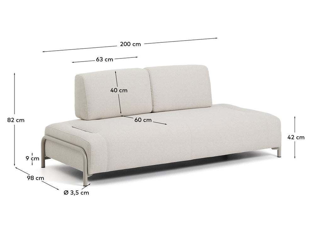 Compo 2-seater module in ecru chenille with beige metal frame 200 cm FSC Mix Credit