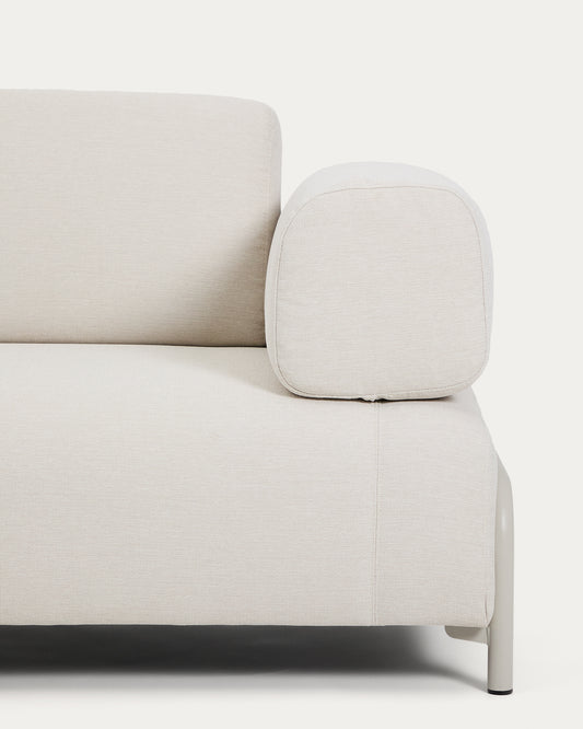 Compo 2-seater sofa in ecru chenille with beige metal frame 200 cm FSC Mix Credit