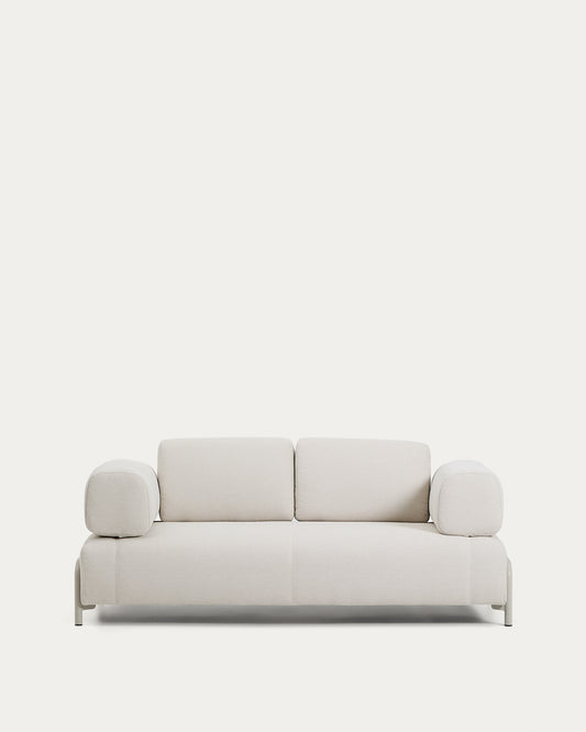 Compo 2-seater sofa in ecru chenille with beige metal frame 200 cm FSC Mix Credit