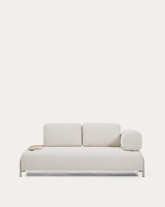 Compo 2-seater sofa in ecru chenille, small oak veneer tray table and beige metal frame 200 cm FSC Mix Credit