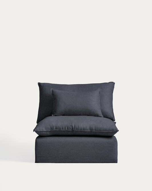 Anarela dark grey linen and viscose armchair with removable cover 110cm FSC Mix Credit