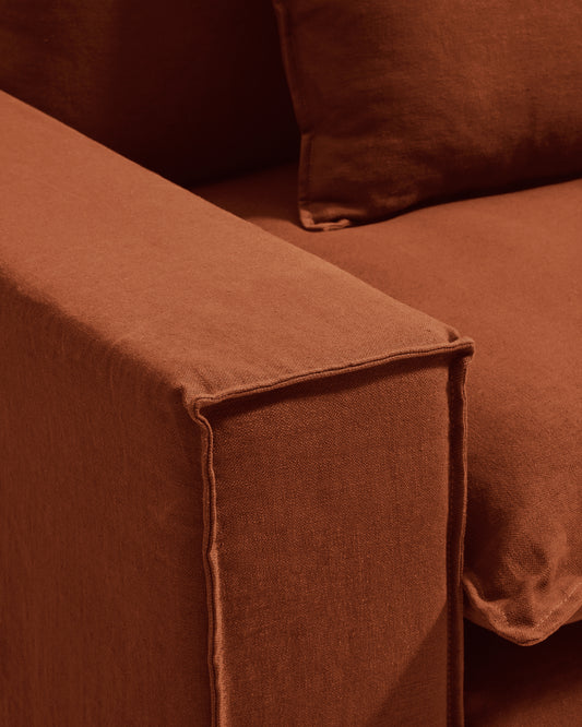 Anarela 100% terracotta linen armchair with removable cover 130cm FSC Mix Credit