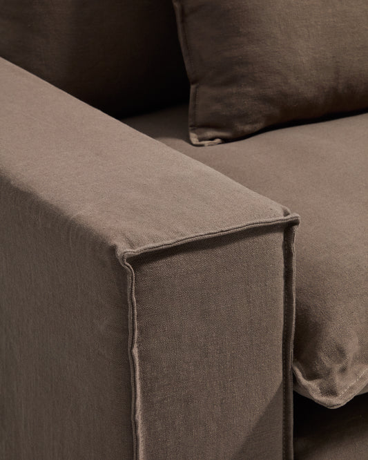Anarela 100% taupe linen armchair with removable cover 130cm FSC Mix Credit