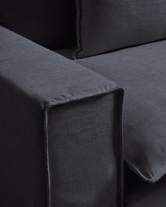 Anarela dark grey linen and viscose armchair with removable cover 130cm FSC Mix Credit