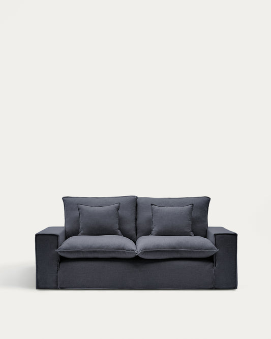 Anarela dark grey linen and viscose 2-seater sofa with removable cover 220 cm FSC Mix Credit