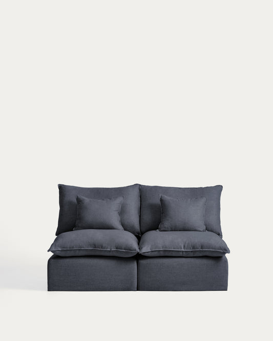 Anarela dark grey linen and viscose 2-seater modular sofa with removable cover 180cm FSC Mix Credit