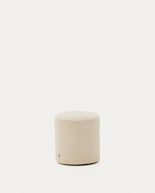 Kaeli footrest with removable cover in ecru bouclé Ø 43 cm