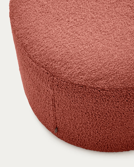 Kaeli footrest with removable cover in terracotta bouclé Ø 60 cm