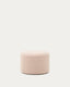 Kaeli footrest with removable cover in pink bouclé Ø 60 cm