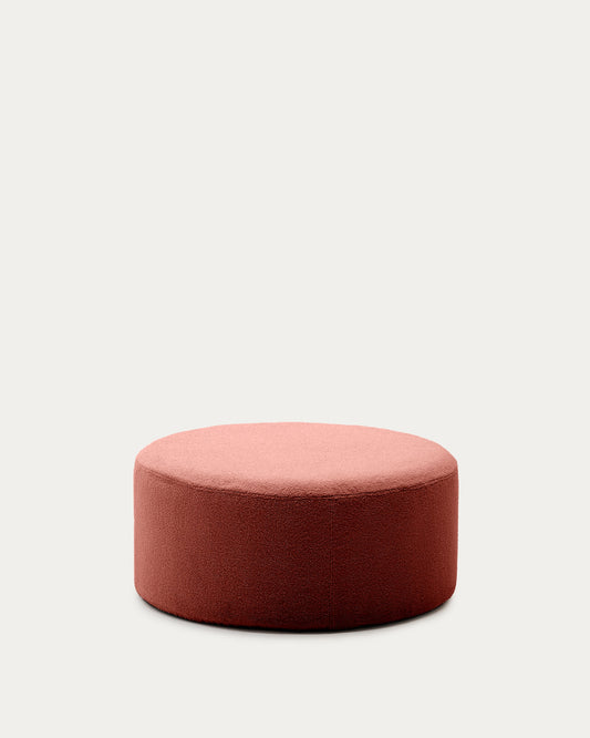 Kaeli footrest with removable cover in terracotta bouclé Ø 90 cm