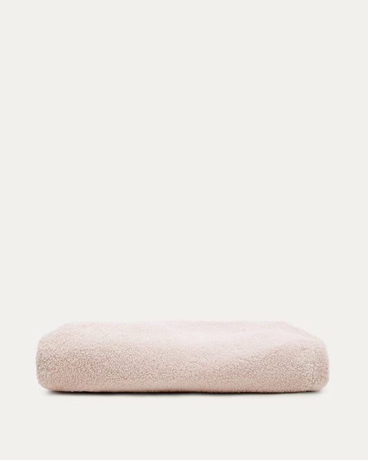 Kaeli footrest cover in pink bouclé Ø 43 cm