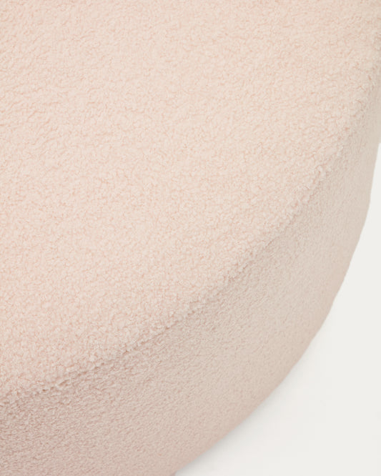 Kaeli footrest cover in pink bouclé Ø 60 cm
