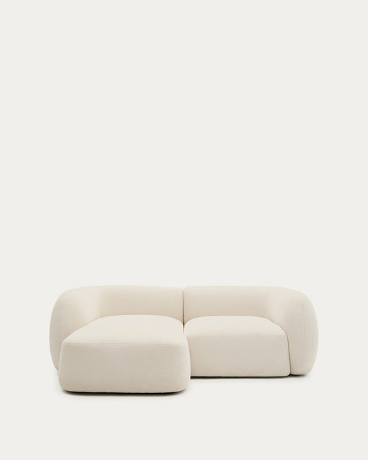 Martina ecru chenille 2-seater modular sofa with left chaise longue 230cm