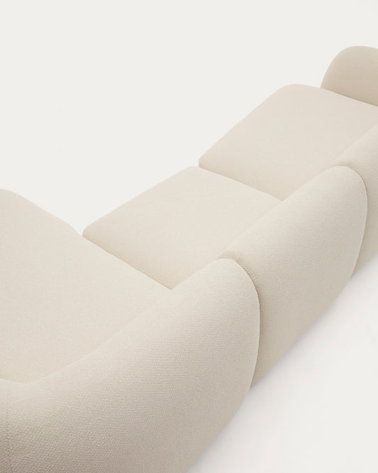 Martina ecru chenille 4-seater modular sofa with right chaise longue 377cm