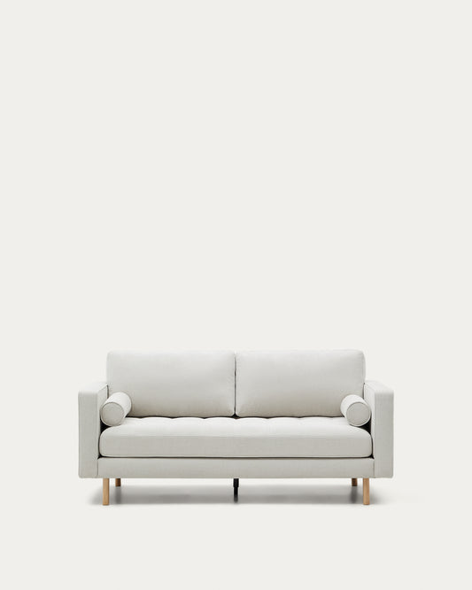 Debra 2-seater sofa in pearl chenille and natural legs, 182 cm