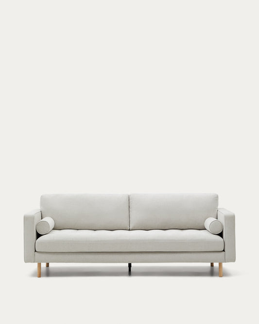 Debra 3-seater sofa in pearl chenille and natural legs, 222 cm FSC Mix Credit