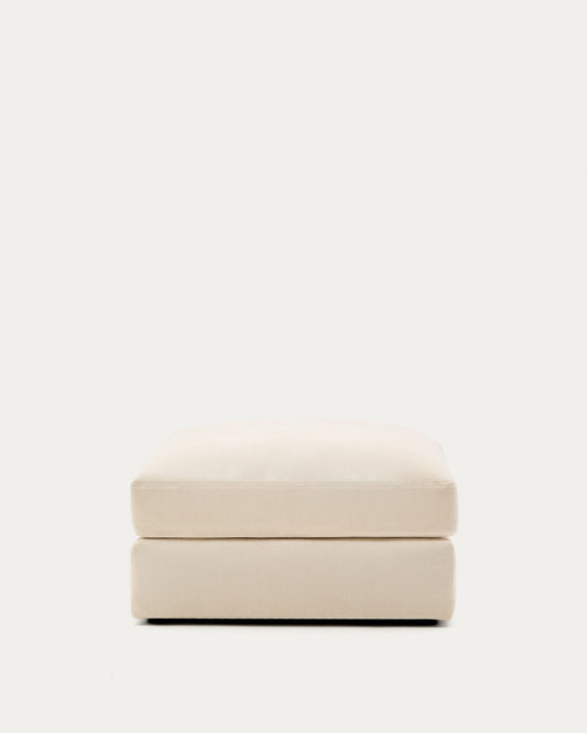 Alea ecru chenille footrest with removable cover 90 x 90cm