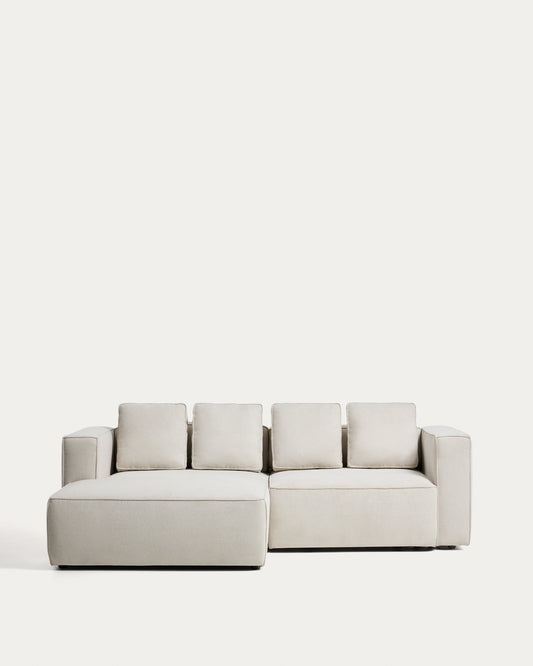 Marela beige chenille 3-seater sofa bed with left chaise longue 236cm FSC Mix Credit