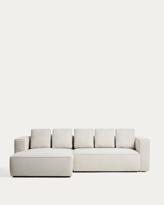 Marela beige chenille 3-seater sofa bed with left chaise longue 276cm FSC Mix Credit