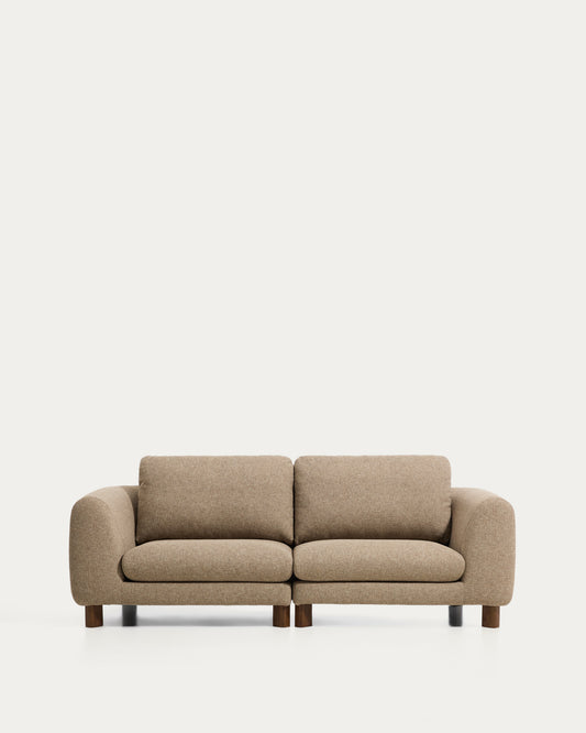 Vera light brown 3-seater sofa with walnut-finish solid ash wood legs 230 cm FSC Mix Credit