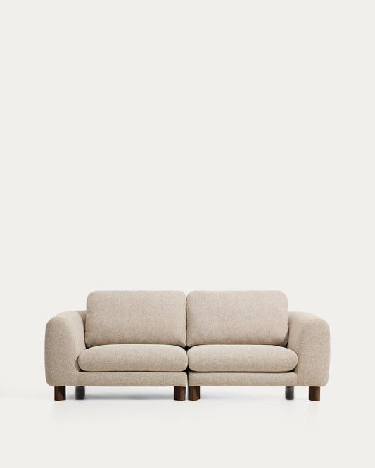 Vera beige 3-seater sofa with walnut-finish solid ash wood legs 230 cm FSC Mix Credit