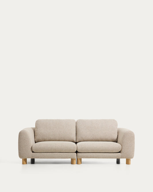Vera beige 3-seater sofa with natural-finish solid ash wood legs 230 cm FSC Mix Credit