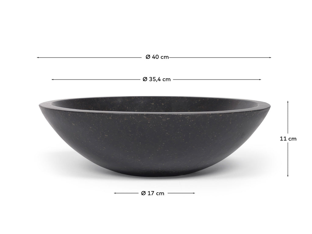 Delina countertop washbasin in black terrazzo Ø 40 cm